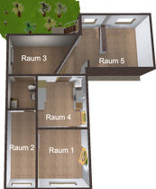 Raumdarstellung Raumaufteilung, Ansicht von oben