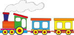 Kleine Lokomotive mit zwei Waggons